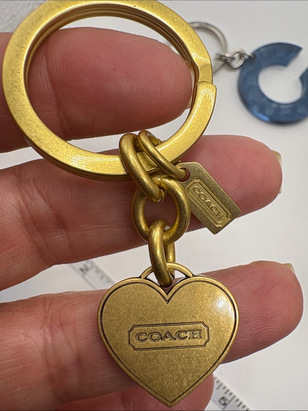 Coach Brass Heart Key Fob with Branded Tag